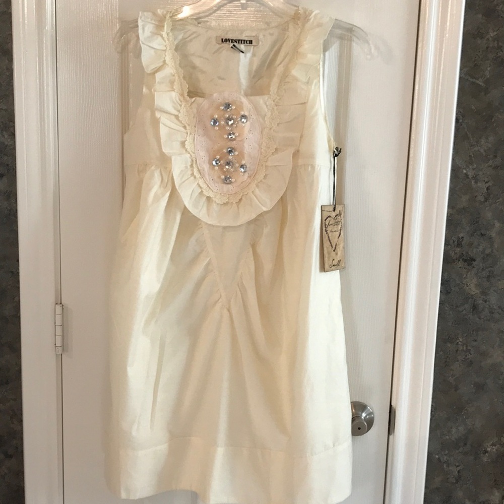 LOVESTITCH Women Dress Size S Cream